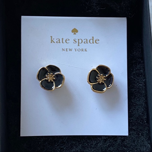 kate spade Jewelry - Kate Spade Flower Stud Earrings Black